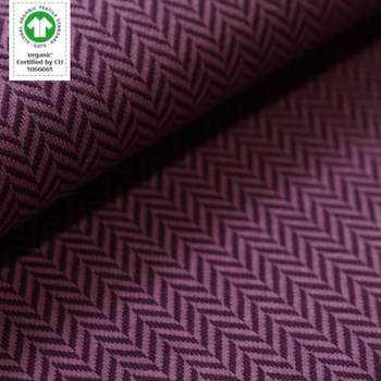 Bio-Jacquard Baumwolle Fischgrät Pflaume (GOTS) - Stoffonkel | Meterware